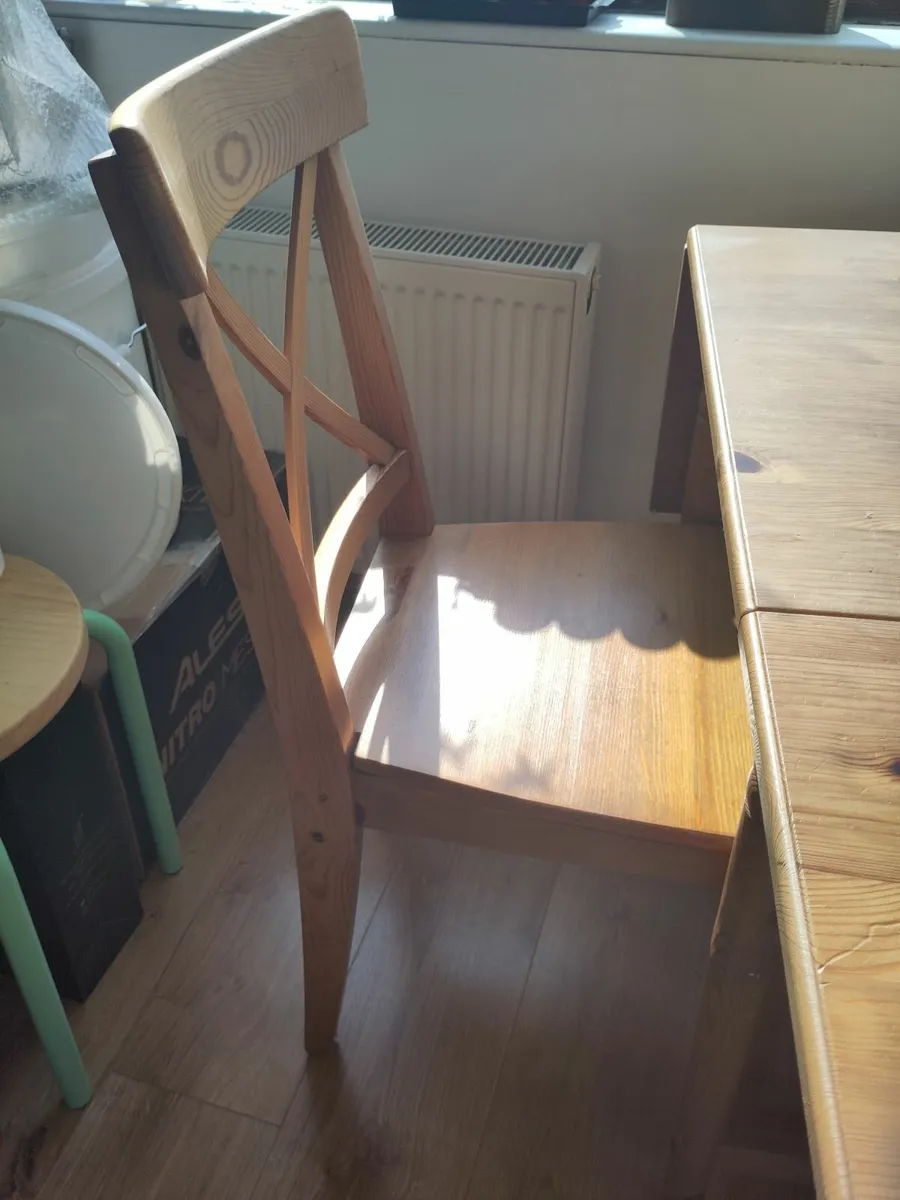 Wooden desk / drop leaf table + chair incl drawer - Image 3