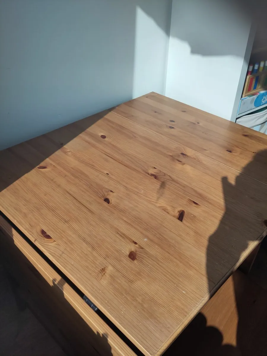 Wooden desk / drop leaf table + chair incl drawer - Image 4