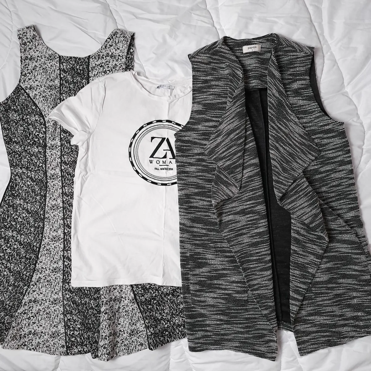 Bundle 3 Items Black White Mini Dress Cardigan 8UK - Image 1