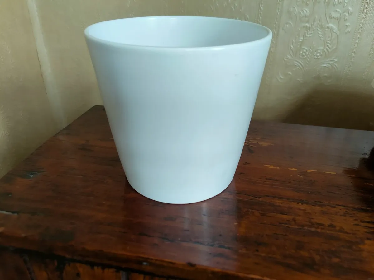 Matte pure white ceramic flower pot 6.5" / 16cm - Image 2