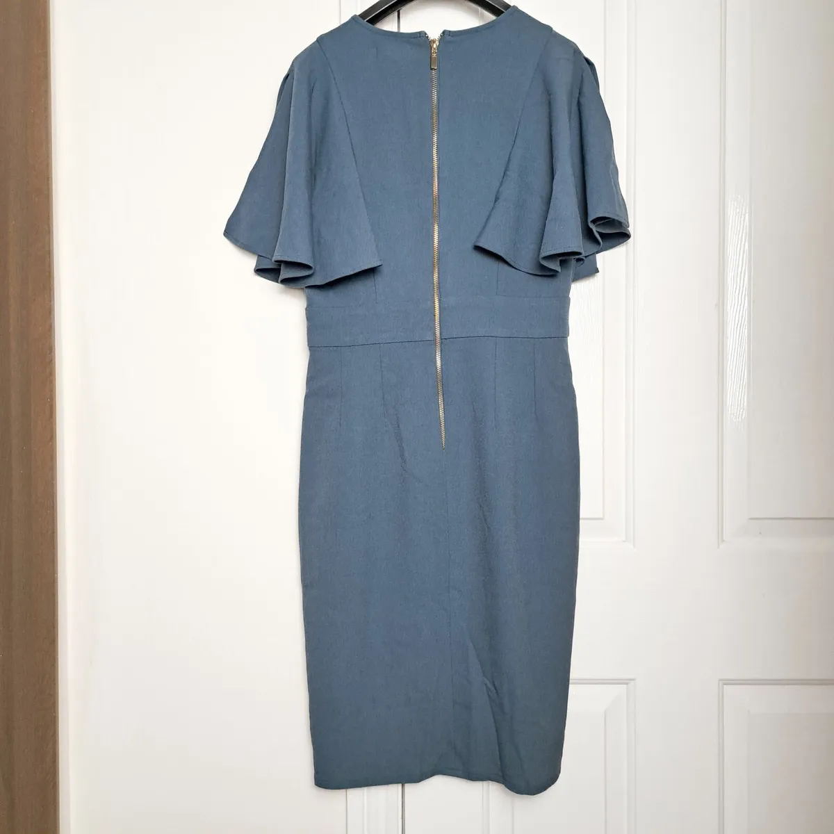 Maisy Boutique Dusty Blue Midi Bodycon Dress 10UK - Image 2