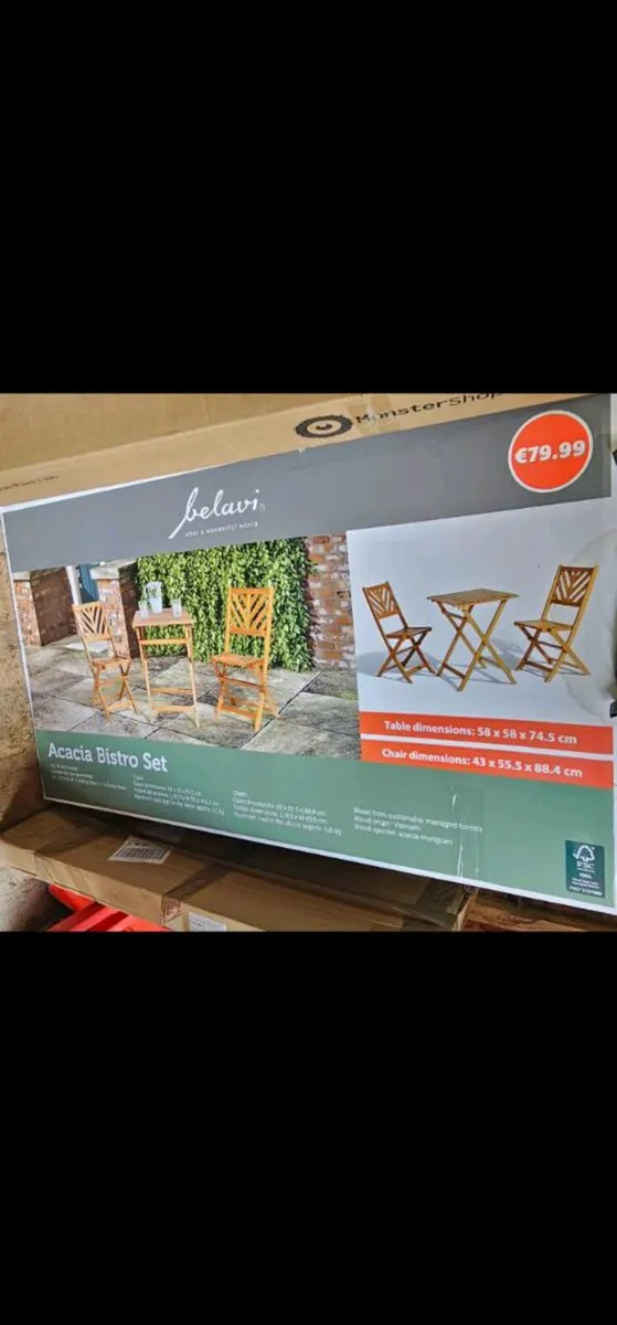 Bistro set Acacia garden chairs with table