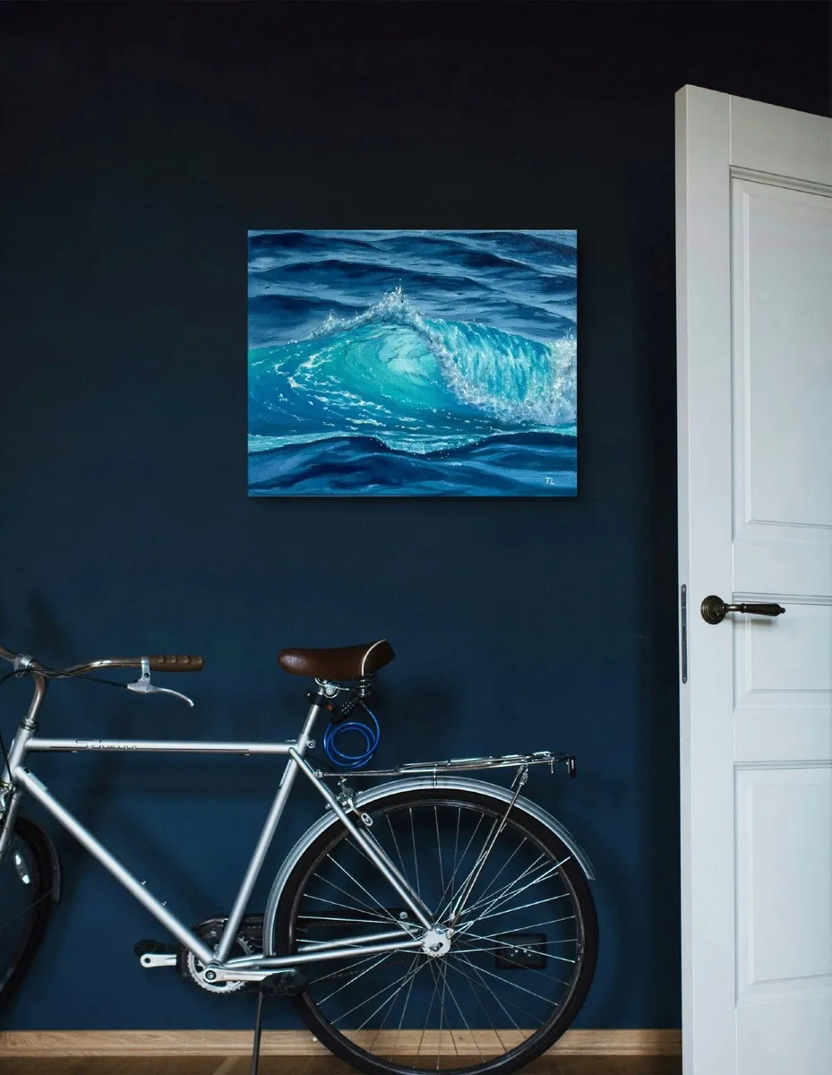 ORIGINAL OIL Painting on canvas, Sea Wave Artwork - Image 2