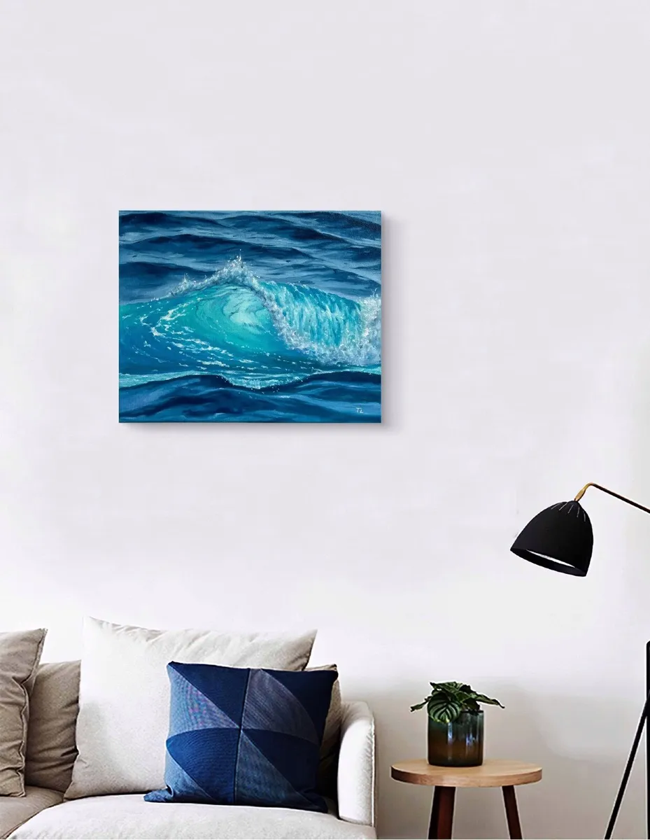 ORIGINAL OIL Painting on canvas, Sea Wave Artwork - Image 3