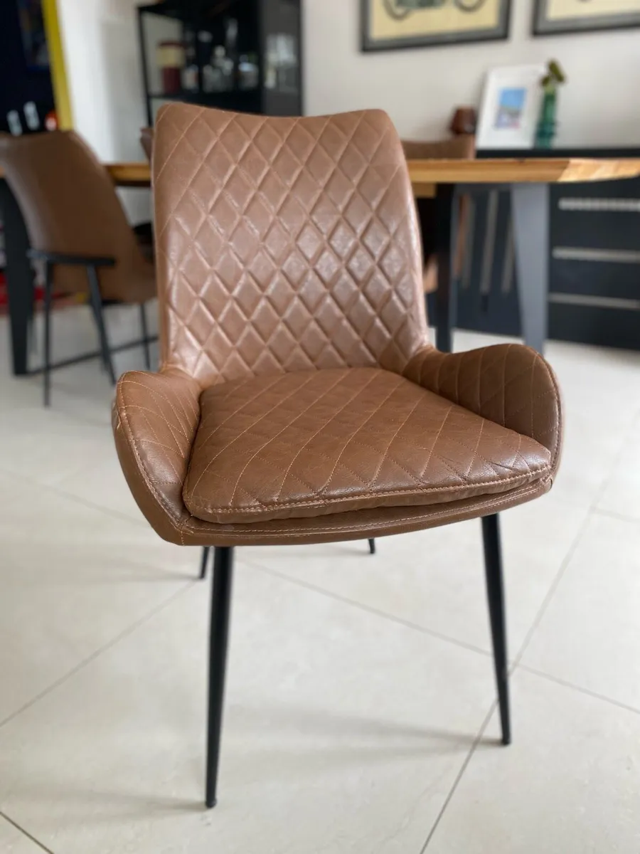 8 Leather Dining Chairs - Image 1