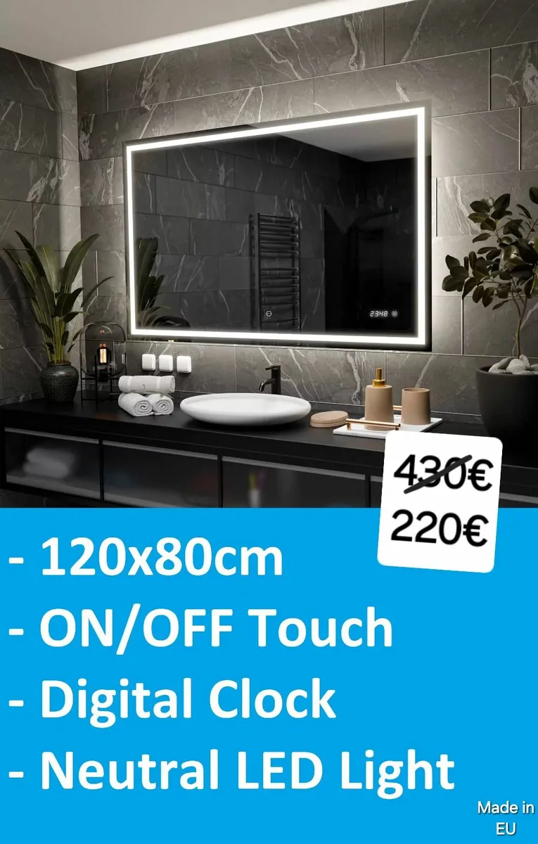 LED Bathroom Vanity Mirror Clock Touch Switch - Image 1