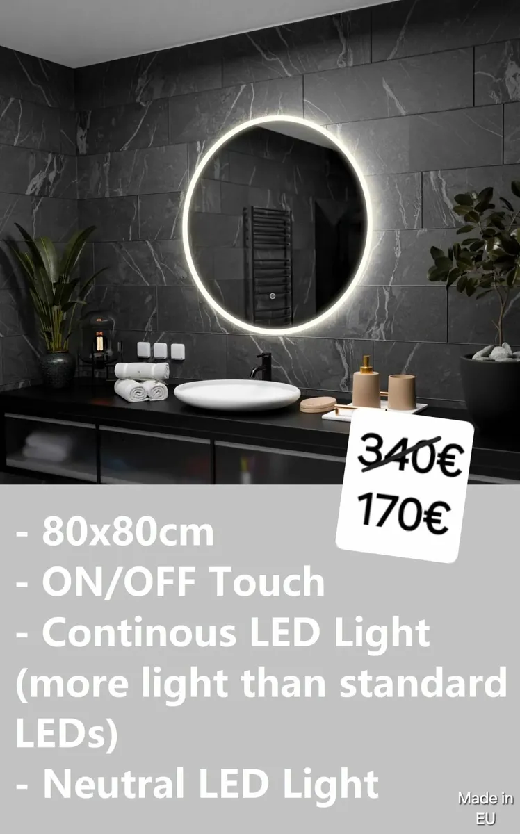LED Bathroom Vanity Mirror Round Touch Switch - Image 1