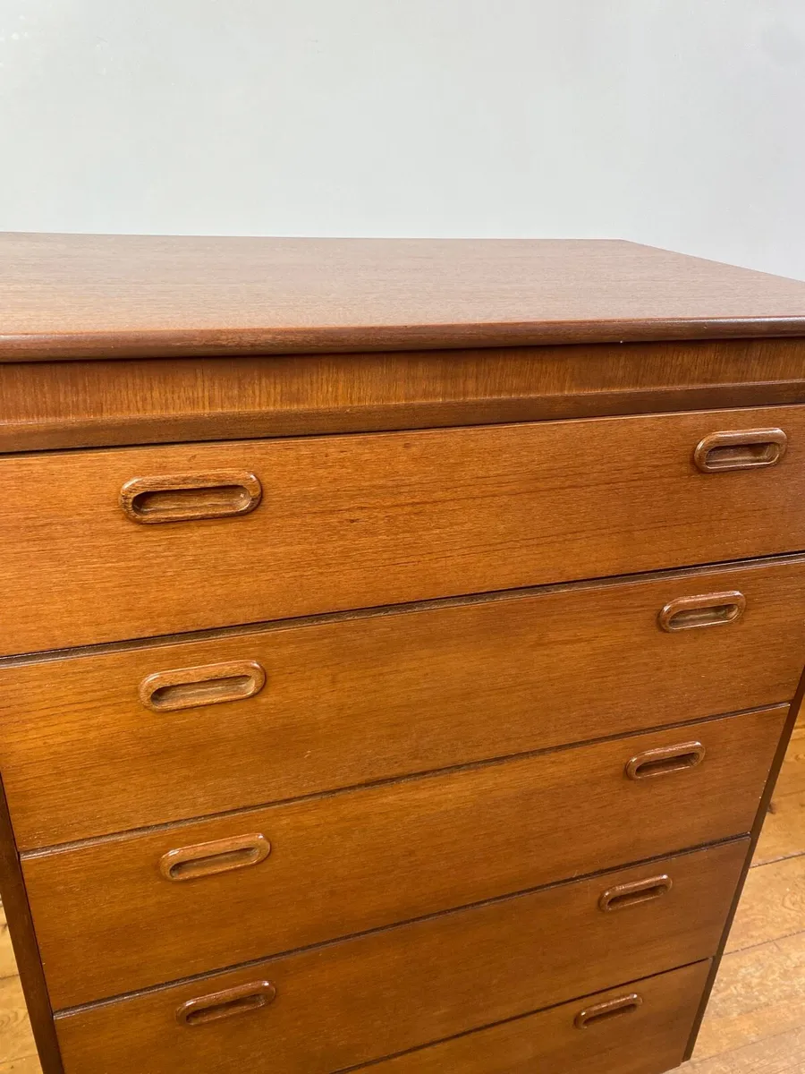 Mid Century Teak Danish Tallboy Chest - Image 3