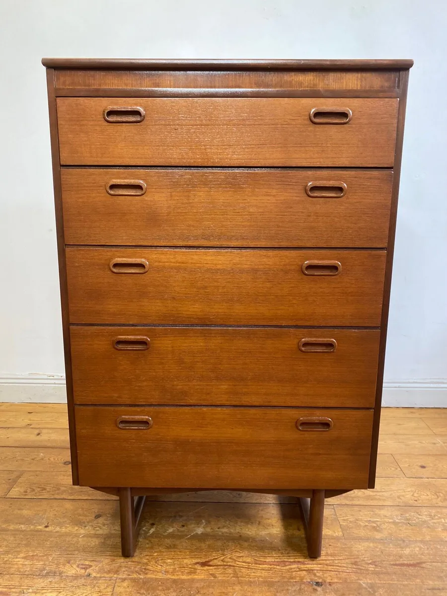 Mid Century Teak Danish Tallboy Chest - Image 4