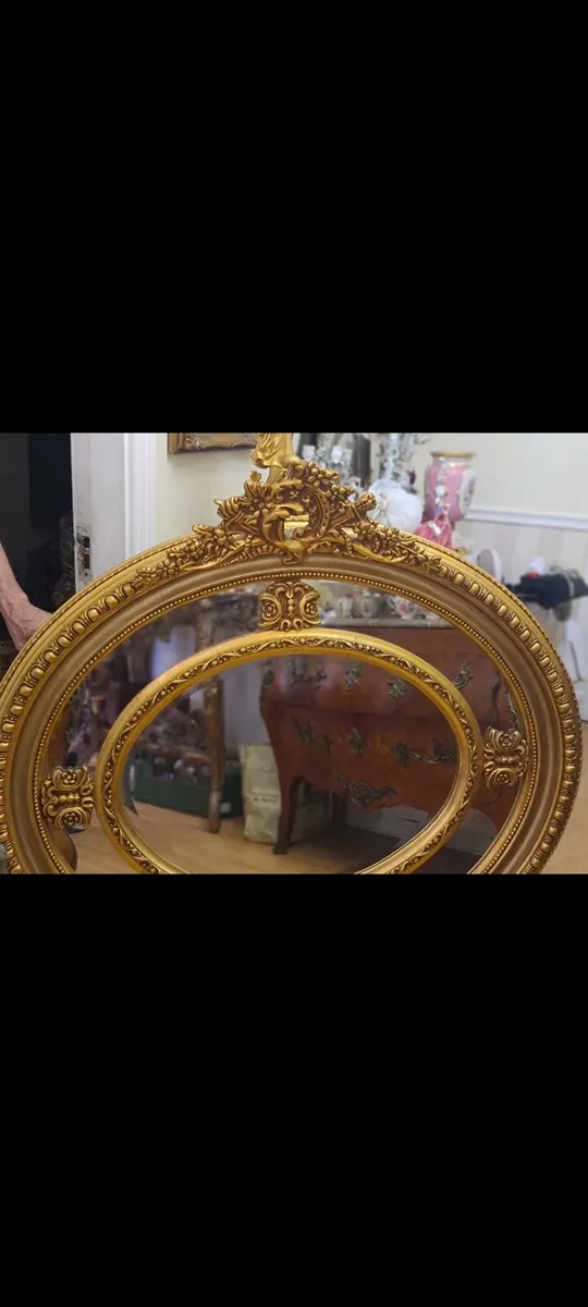 Very large hotel gilt compartment mirror - Image 4