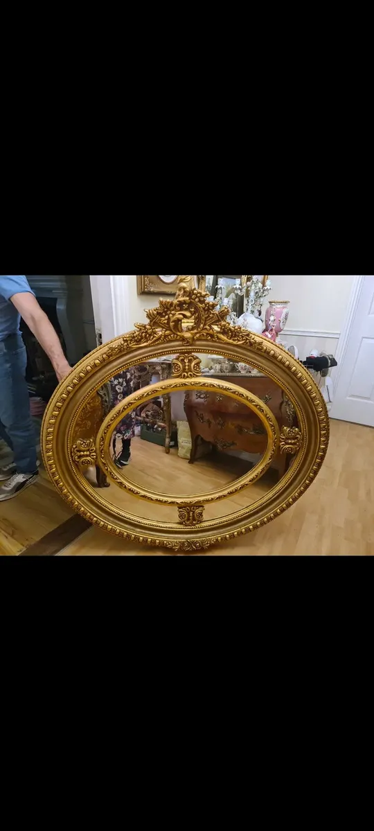 Very large hotel gilt compartment mirror - Image 1