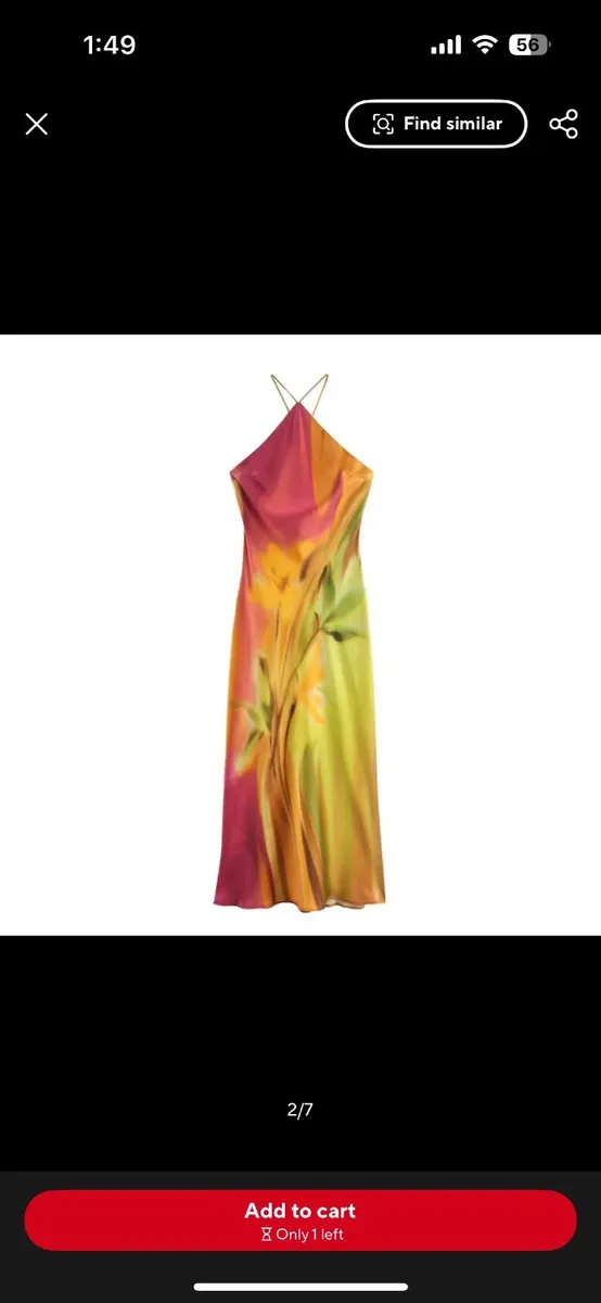 Orange and yellow satin maxi dress - Image 1