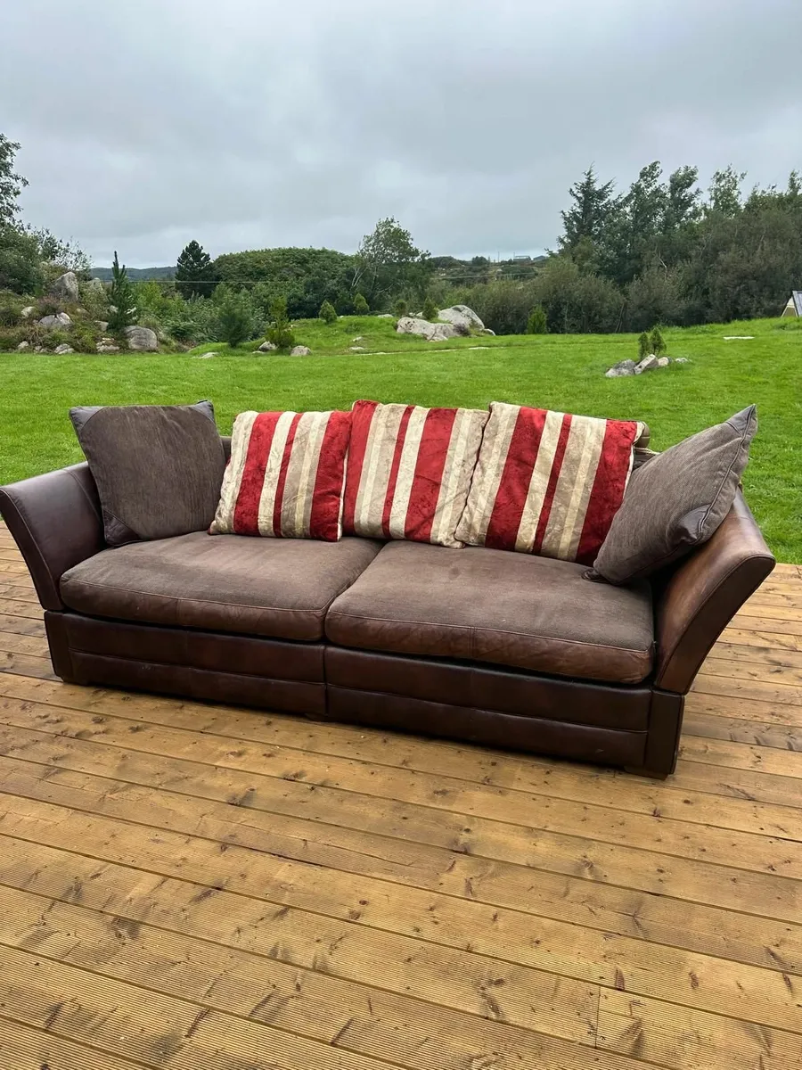 2  Large Handmade Real Leather Sofas - Image 3