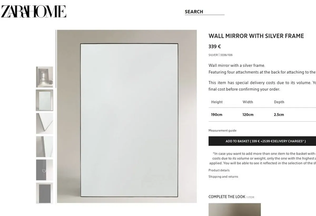 large Zara home wall mirror - Image 1