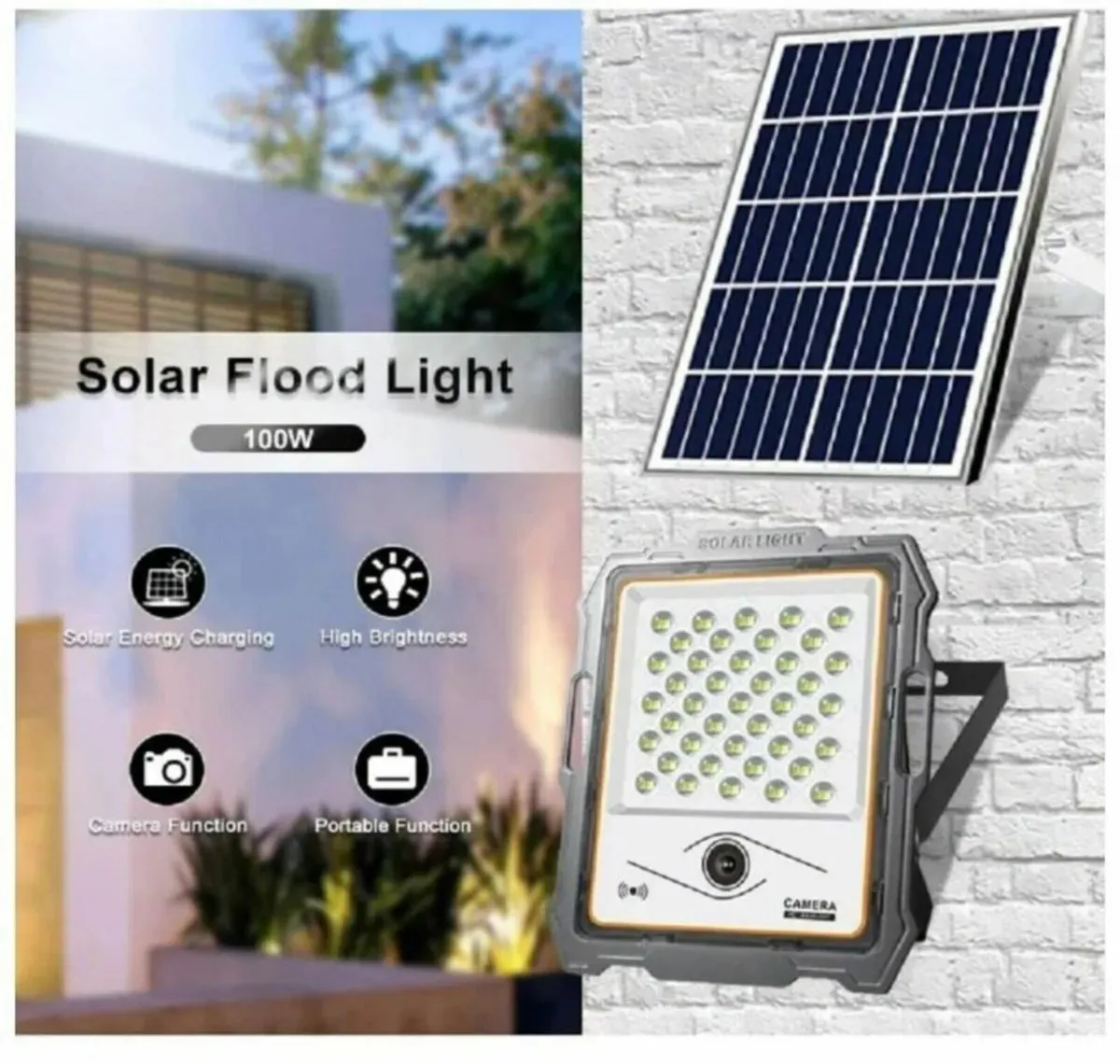 Solar CCTV security camera with LED light no wires - Image 2