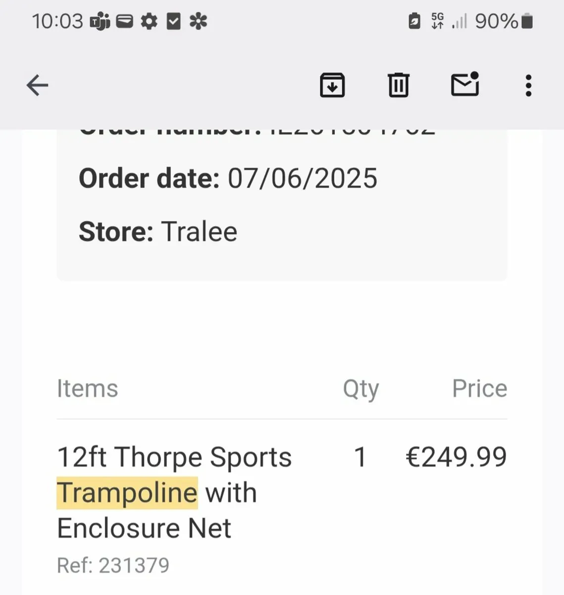 Trampoline Parts - 12ft Thorpe - Image 1
