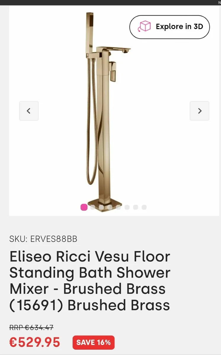 Freestanding Bath Tap Brushed Brass - Image 1