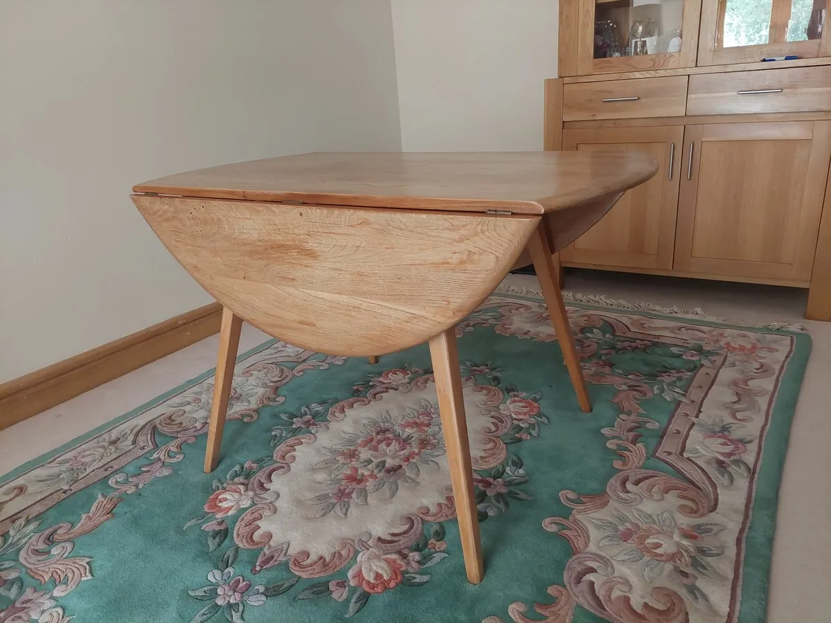 Ercol Blonde Drop Leaf Circular Dining Table - Image 4