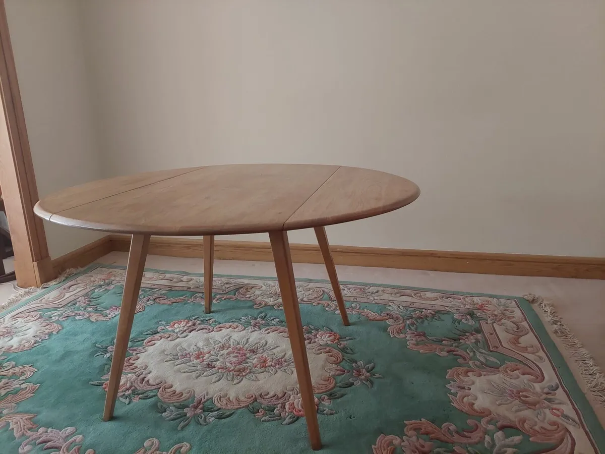 Ercol Blonde Drop Leaf Circular Dining Table - Image 1