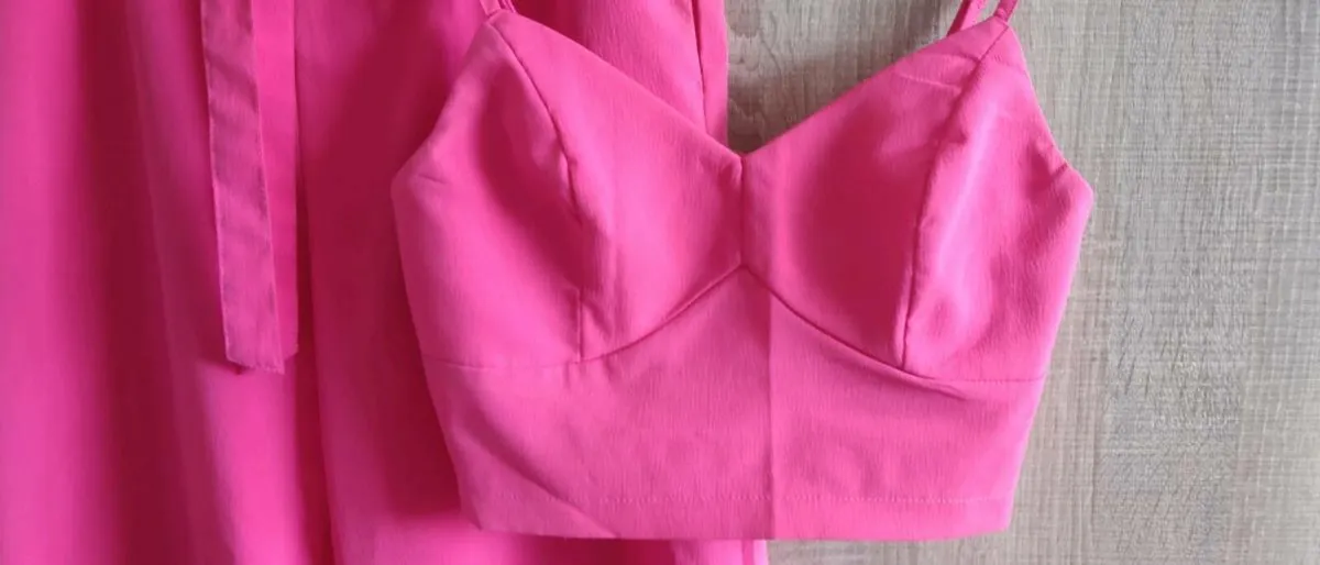 pink set wild leg trousers and top size fits Xs s - Image 1