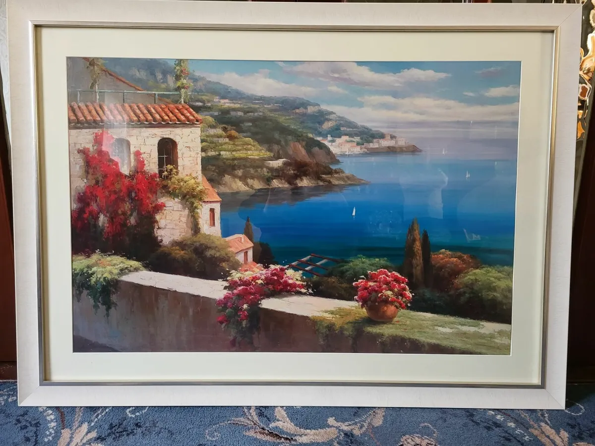 Framed Amalfi Coast Picture – Mediterranean Escape - Image 1