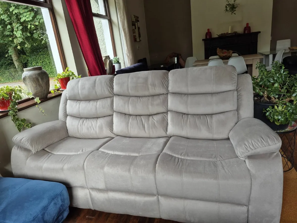 3 Seater Fabric Recliner Sofa – Brown, brand new! - Image 1