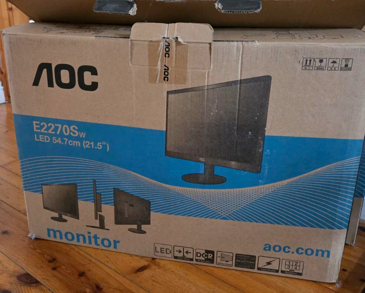 Two 21.5" LCD Monitors & Dual Monitor Stand - Image 2