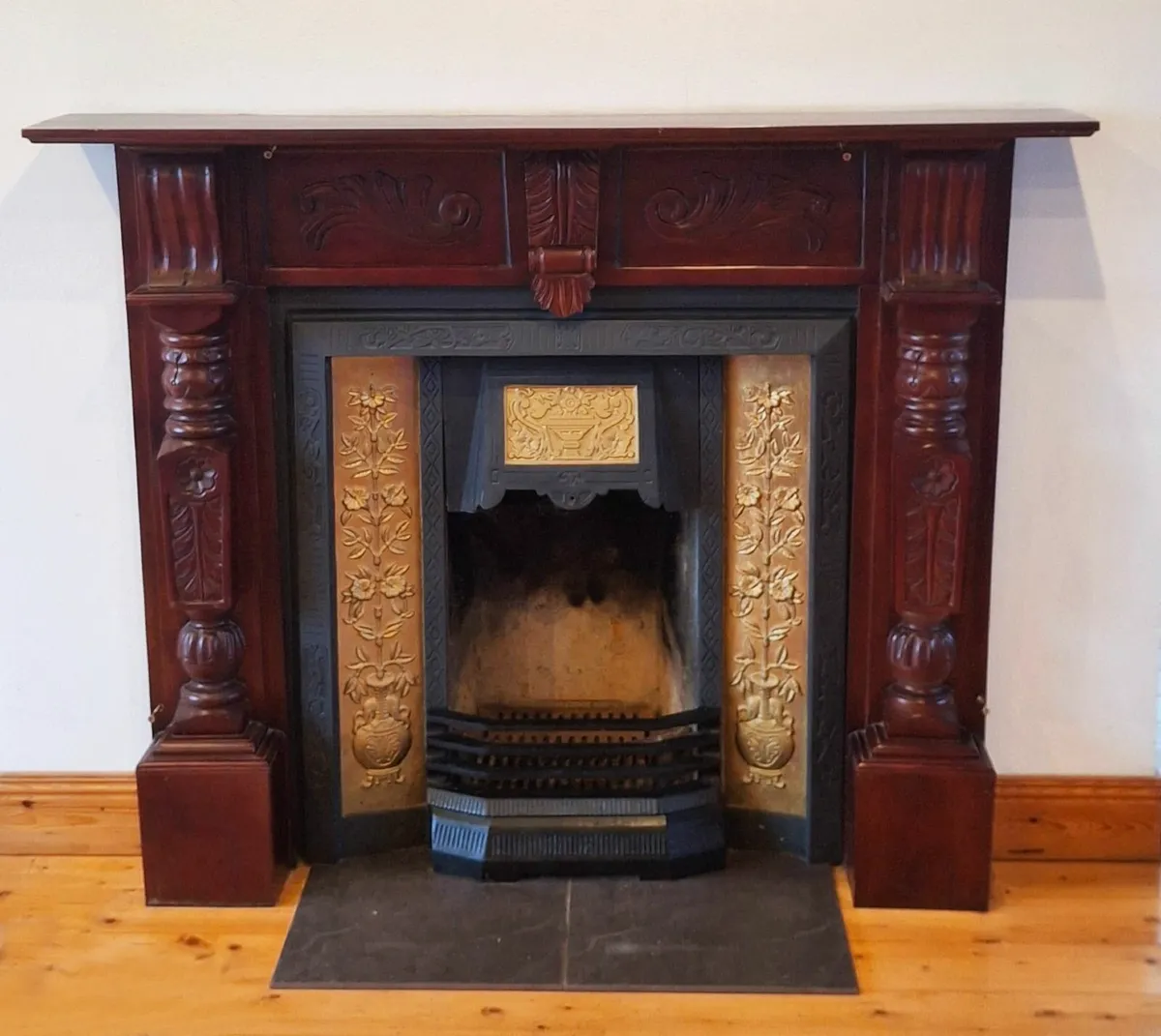 Fireplace with mahagony mantelpiece