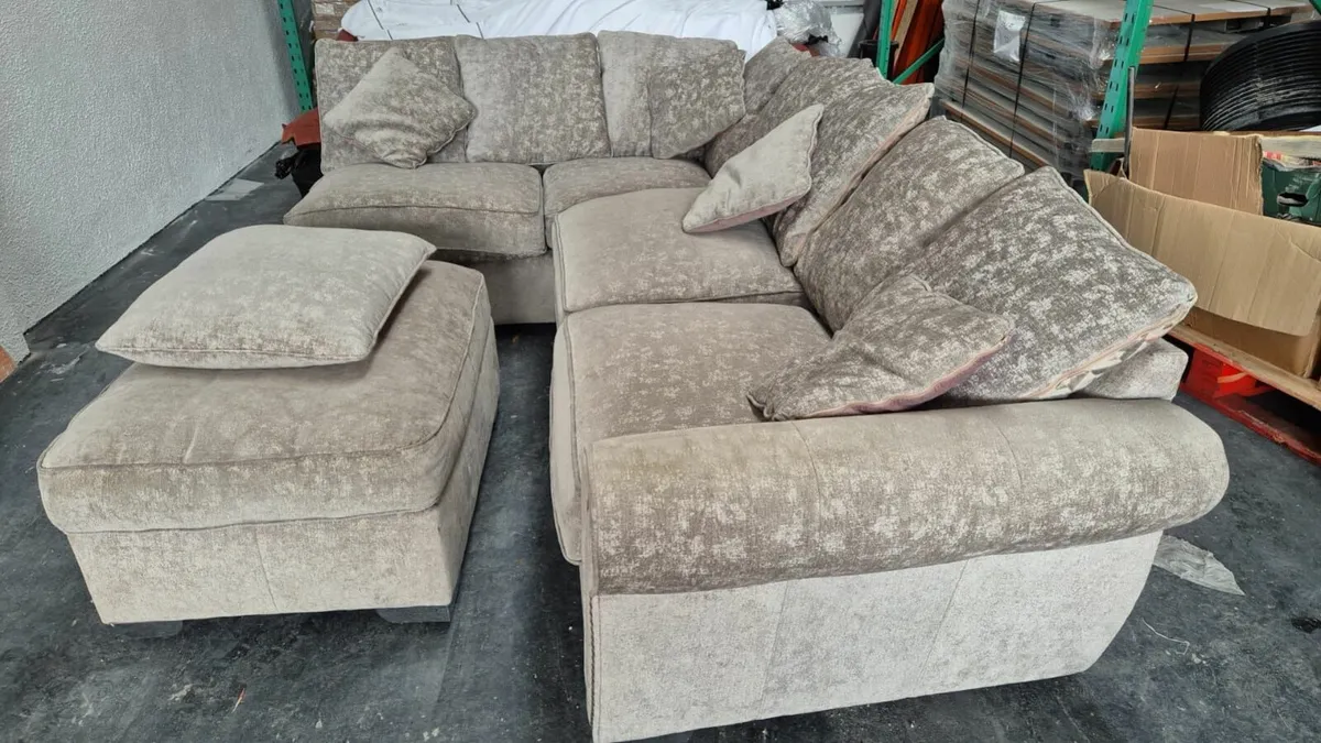 Corner unit sofa and poof
