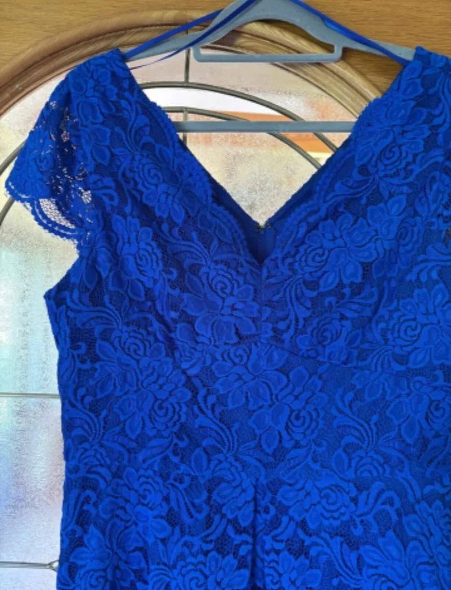 Royal Blue Jolie Moi Lace dress Size 14 - Image 4