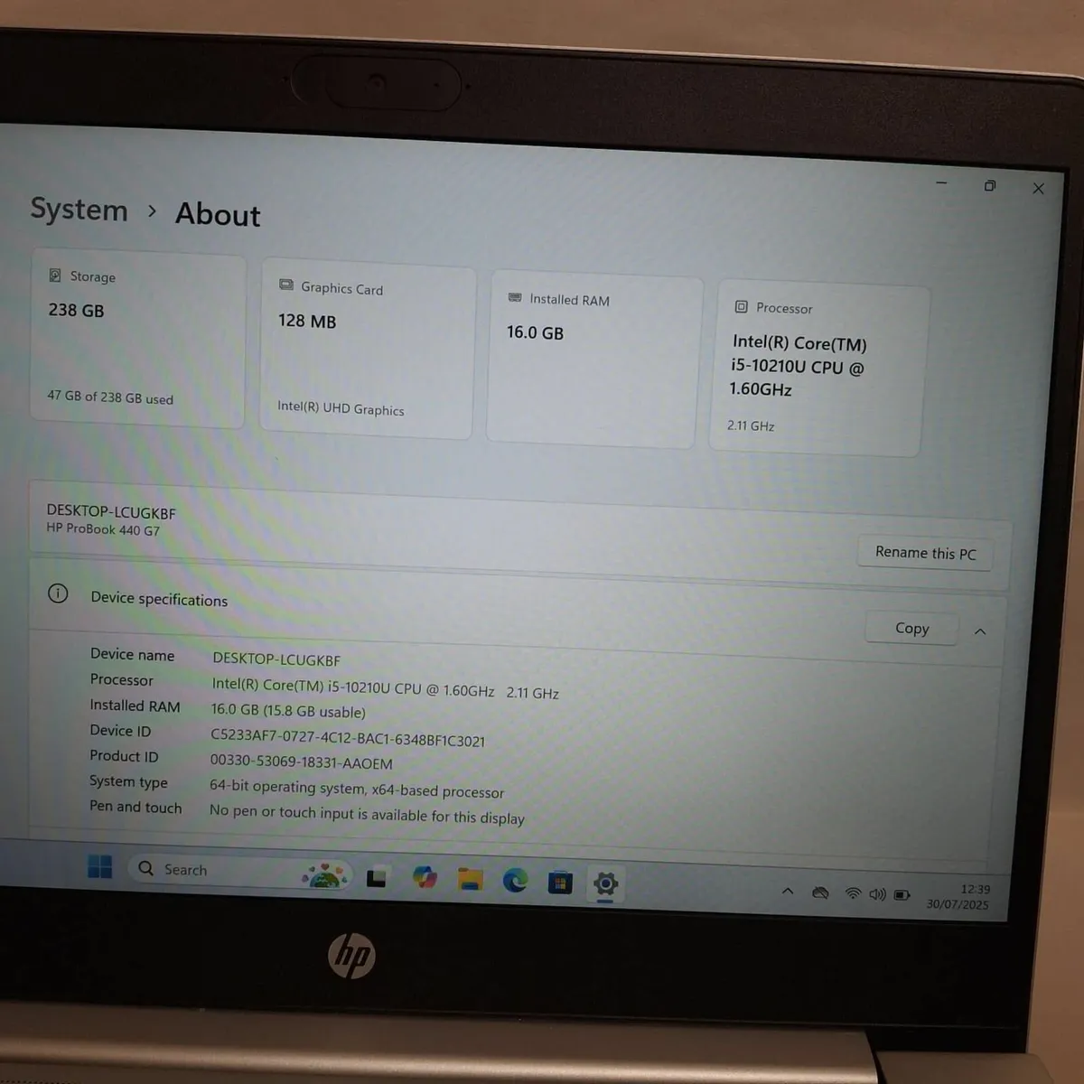 HP ProBook 440 G7 | i5-10210U | 16GB RAM | 256GB S - Image 3