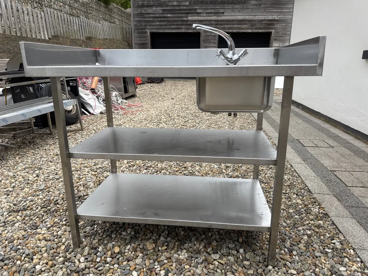 3 stainless steel table 2 with sinks - Image 1