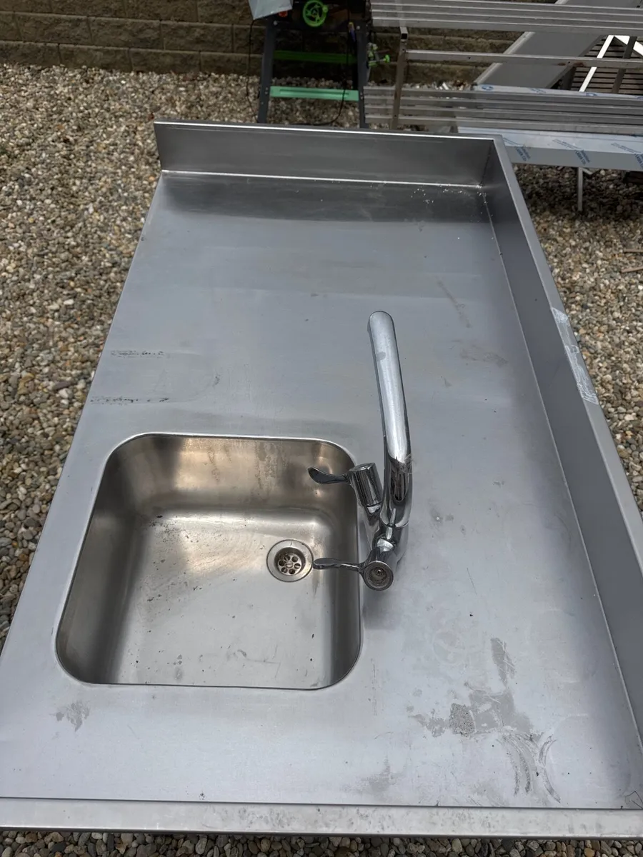 3 stainless steel table 2 with sinks - Image 2