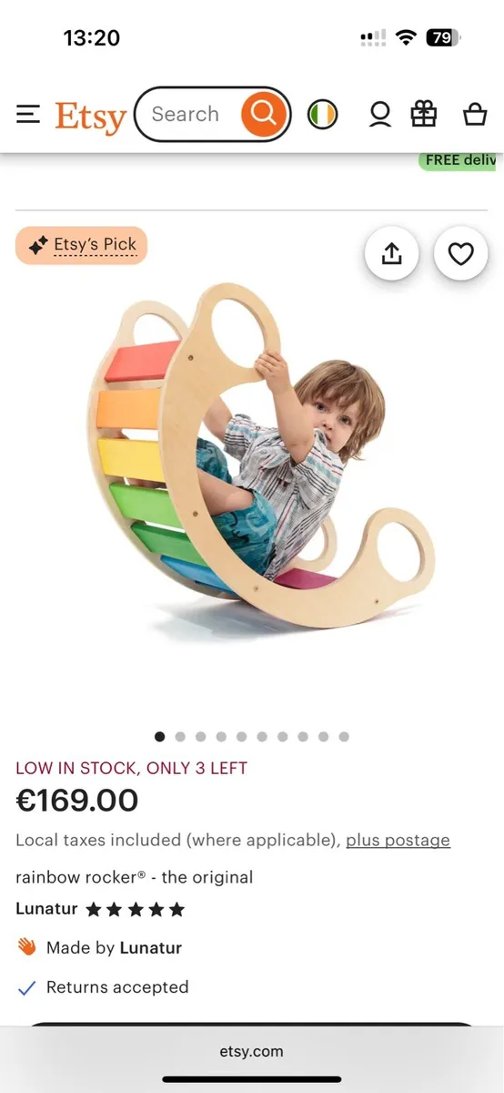 Montessori Rainbow Rocker by Lunatur - Image 3