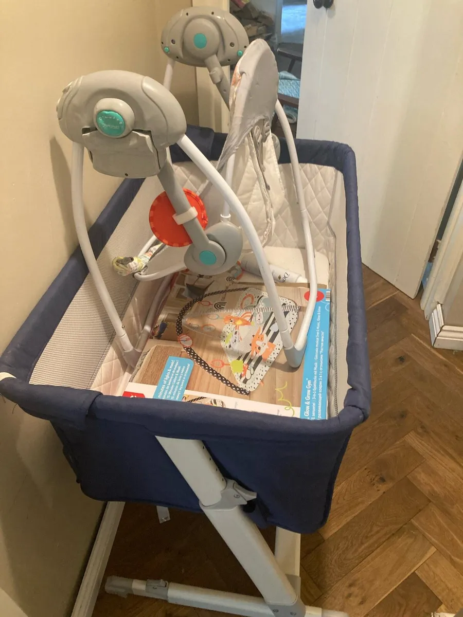 Cot and baby chair swing and playmat