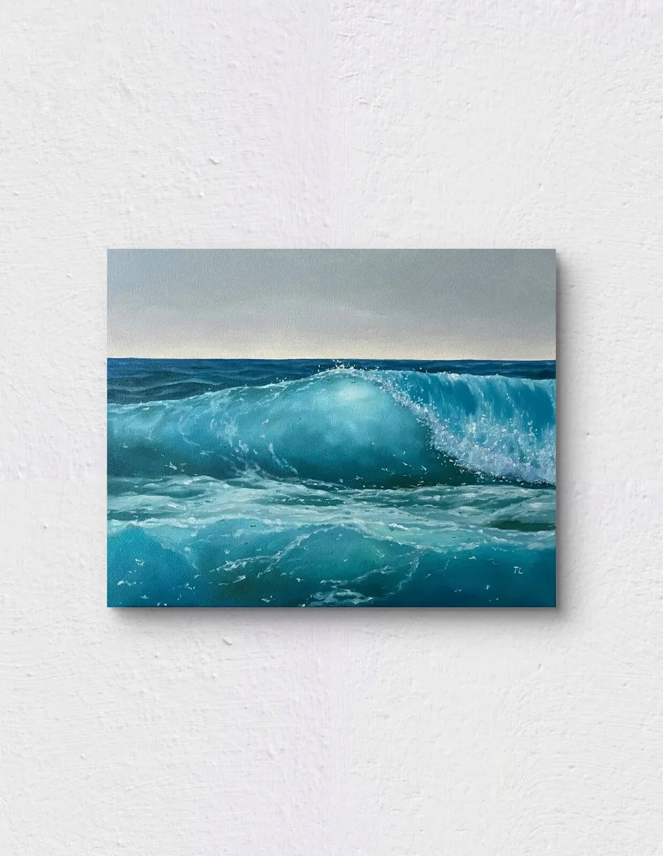 ORIGINAL OIL PAINTING Ocean Wave Wall Art Seascape - Image 1