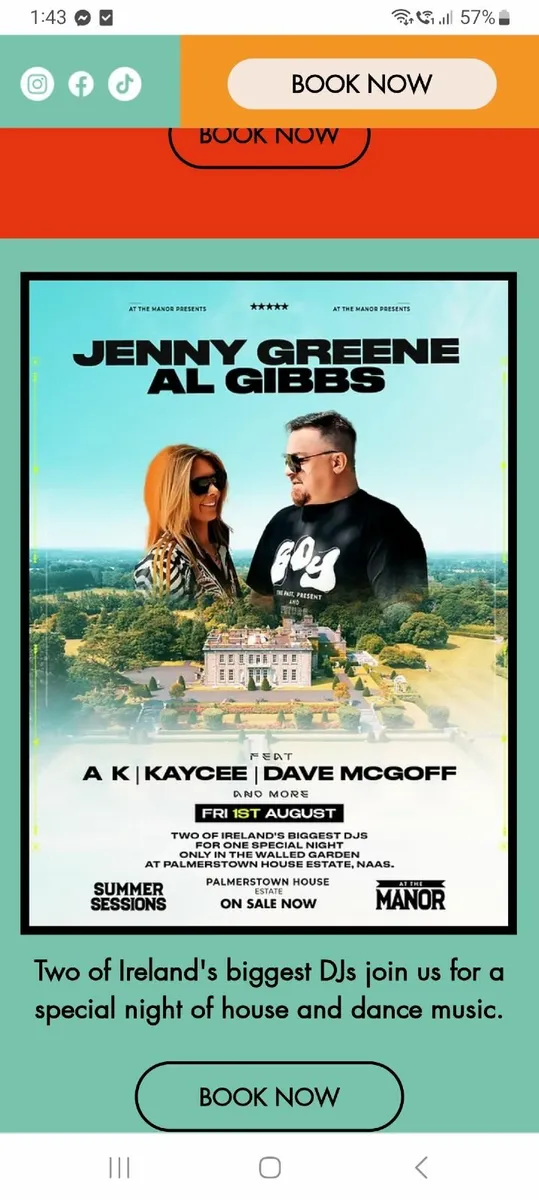 2 standing tickets for jenny greene and Al gibbs