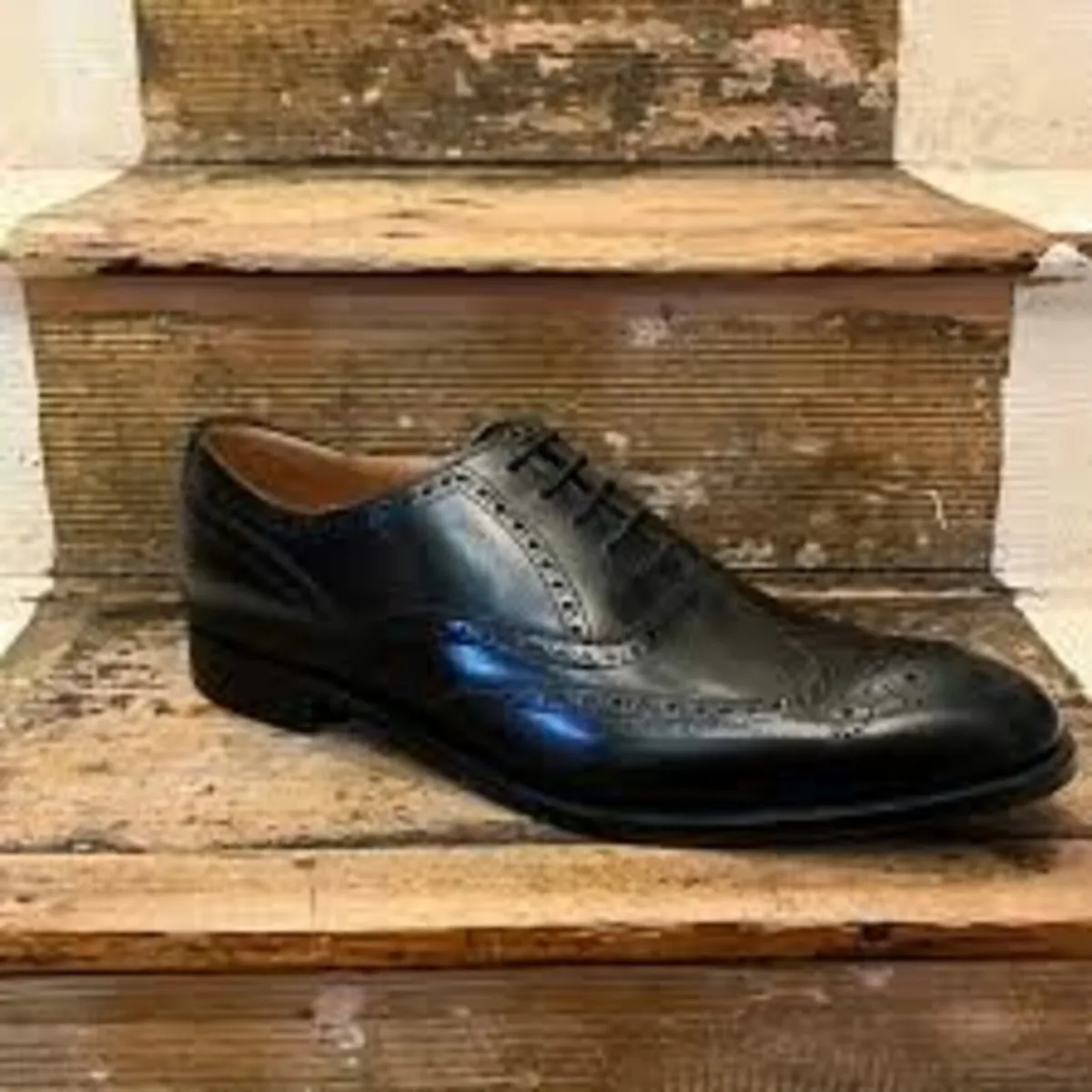Handmade Mens Black Leather Osborne Shoes Size 11 - Image 2