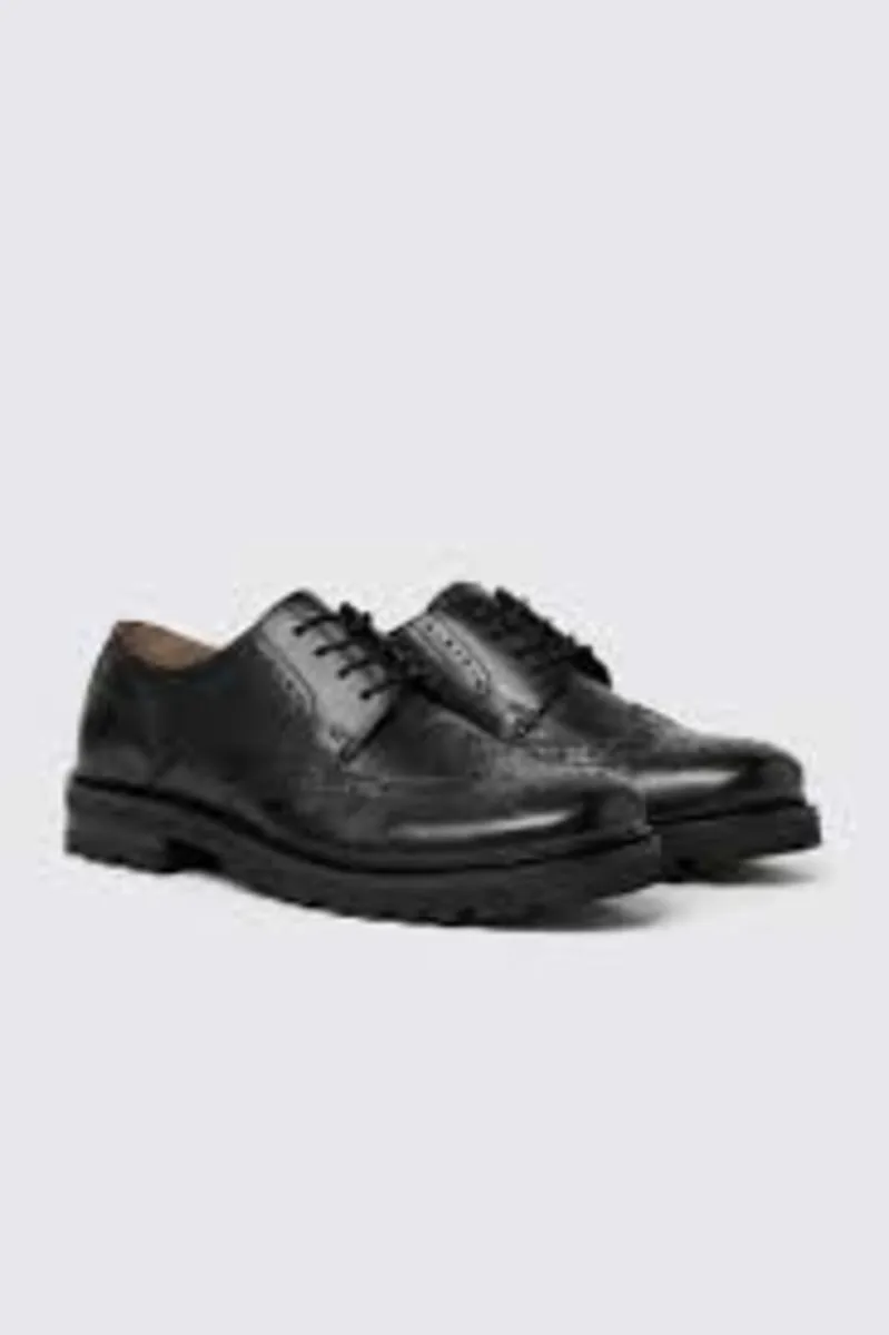 Handmade Mens Black Leather Osborne Shoes Size 11 - Image 3