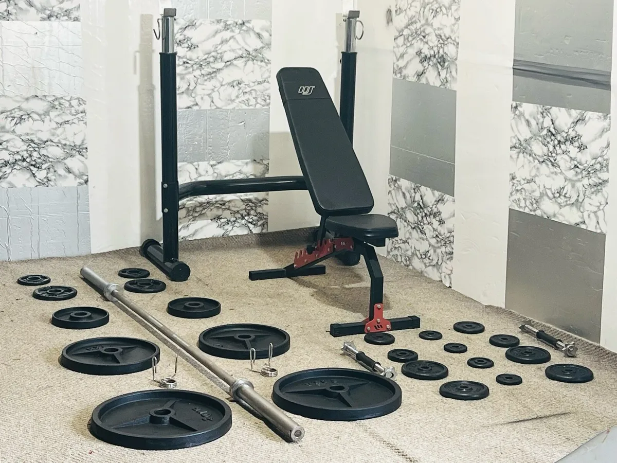 OLYMPIC WEIGHT RACK BENCH BARBELL DUMBBELLS - Image 3