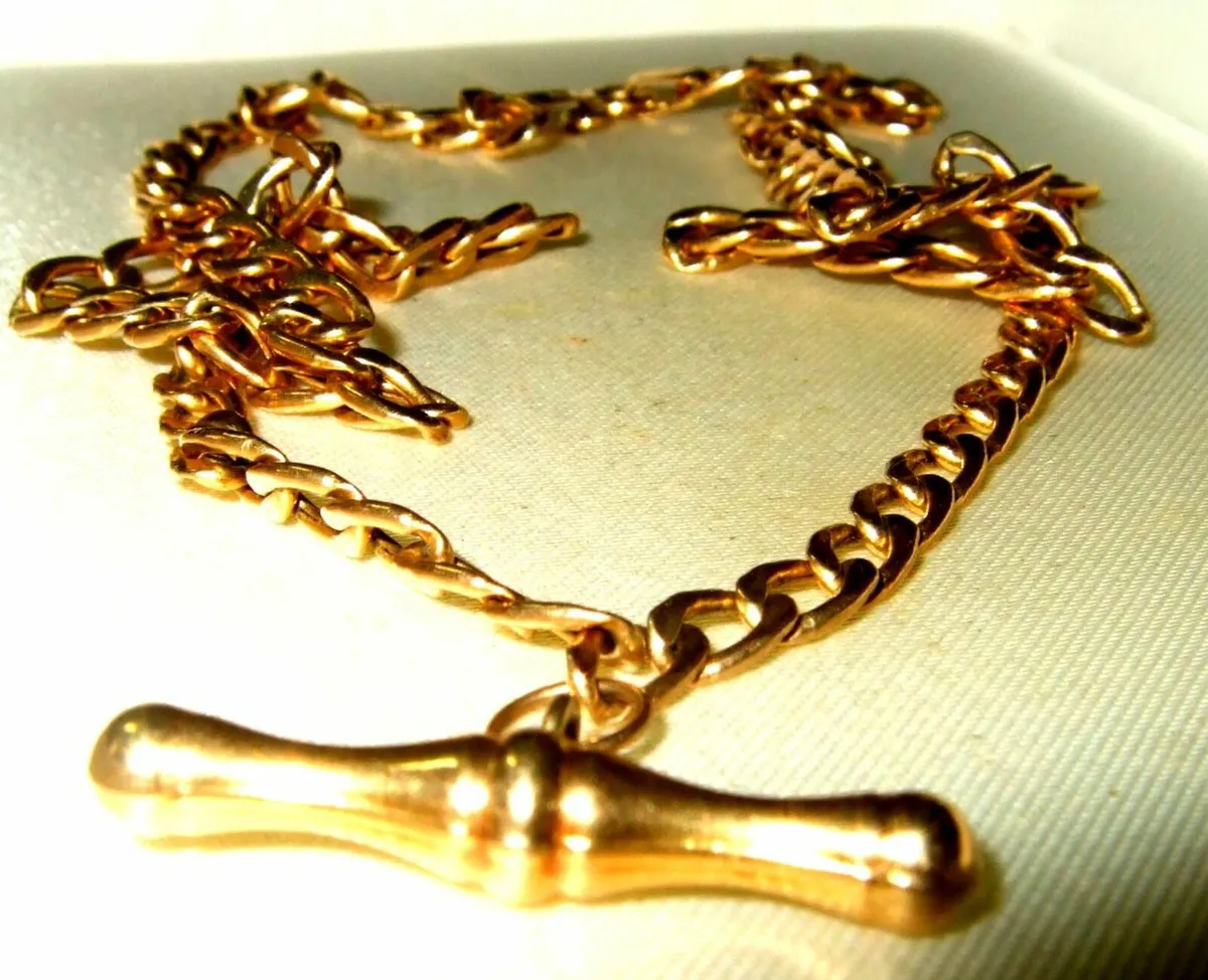 Hallmarked 9ct Gold Vintage Albert Chain - Image 1