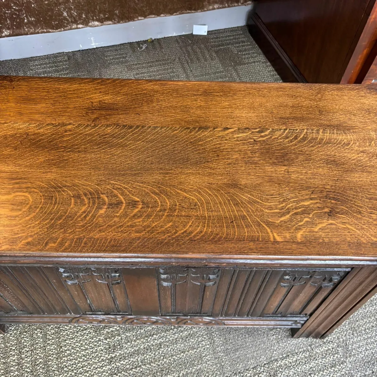 19th-century solid oak storage box - Image 3