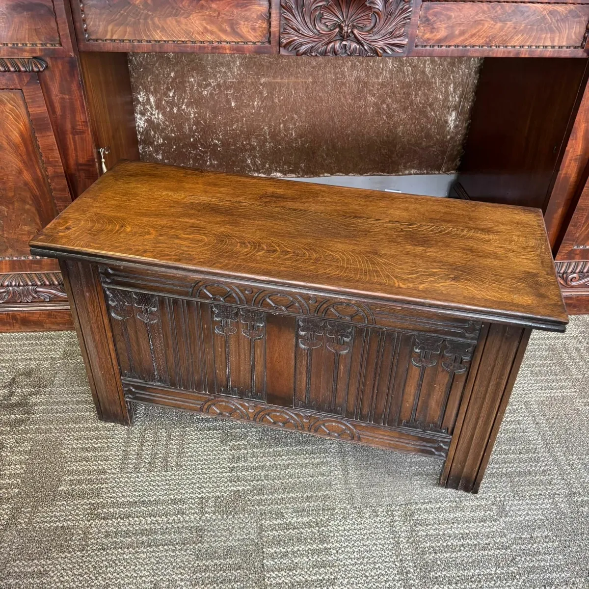 19th-century solid oak storage box - Image 1