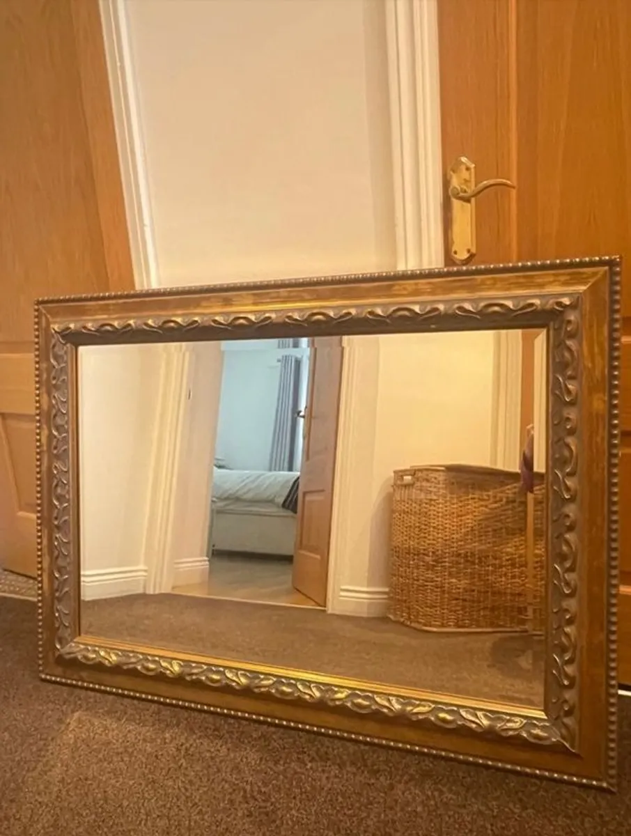 Bevelled Gold Rectangular Mirror - Image 3