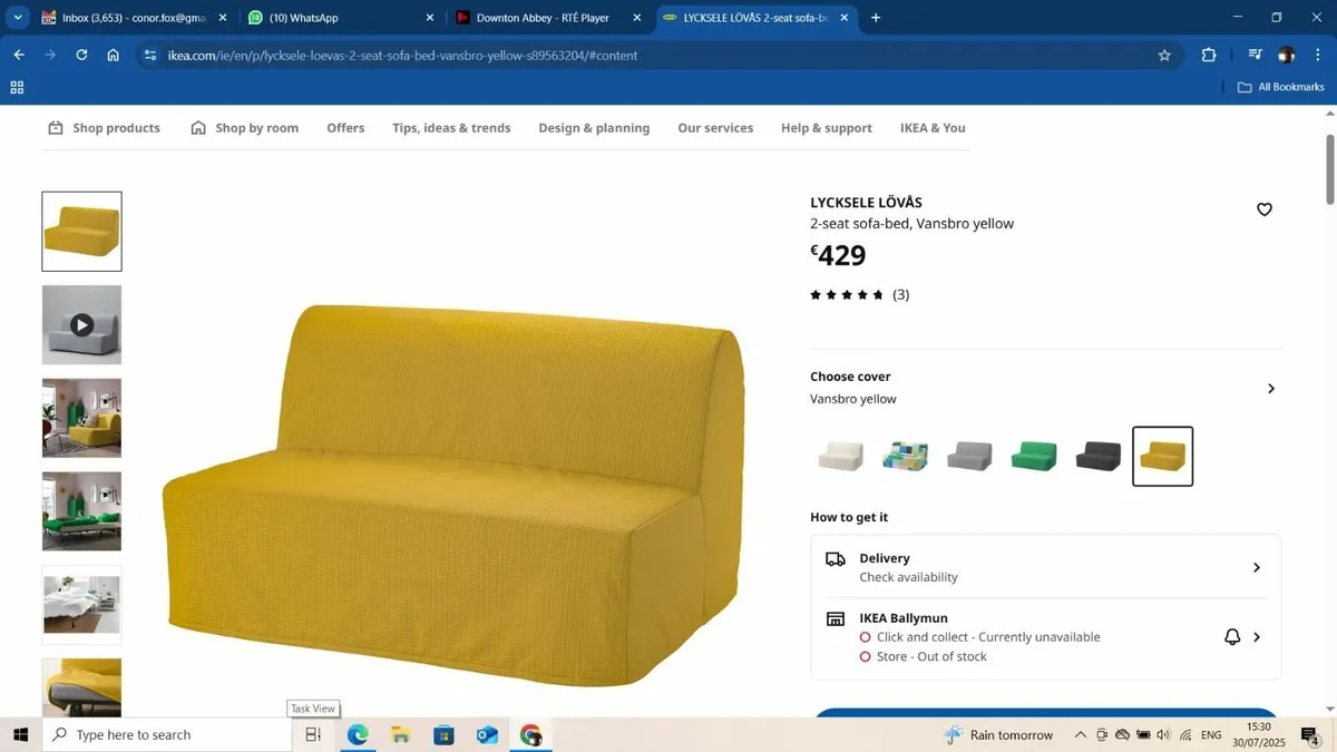 Ikea Sofa Bed (4ft) - Image 3