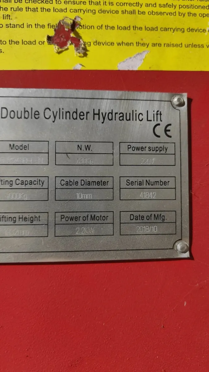 Used 4 ton 2 Post Lift Heavy Duty with H-frame - Image 2