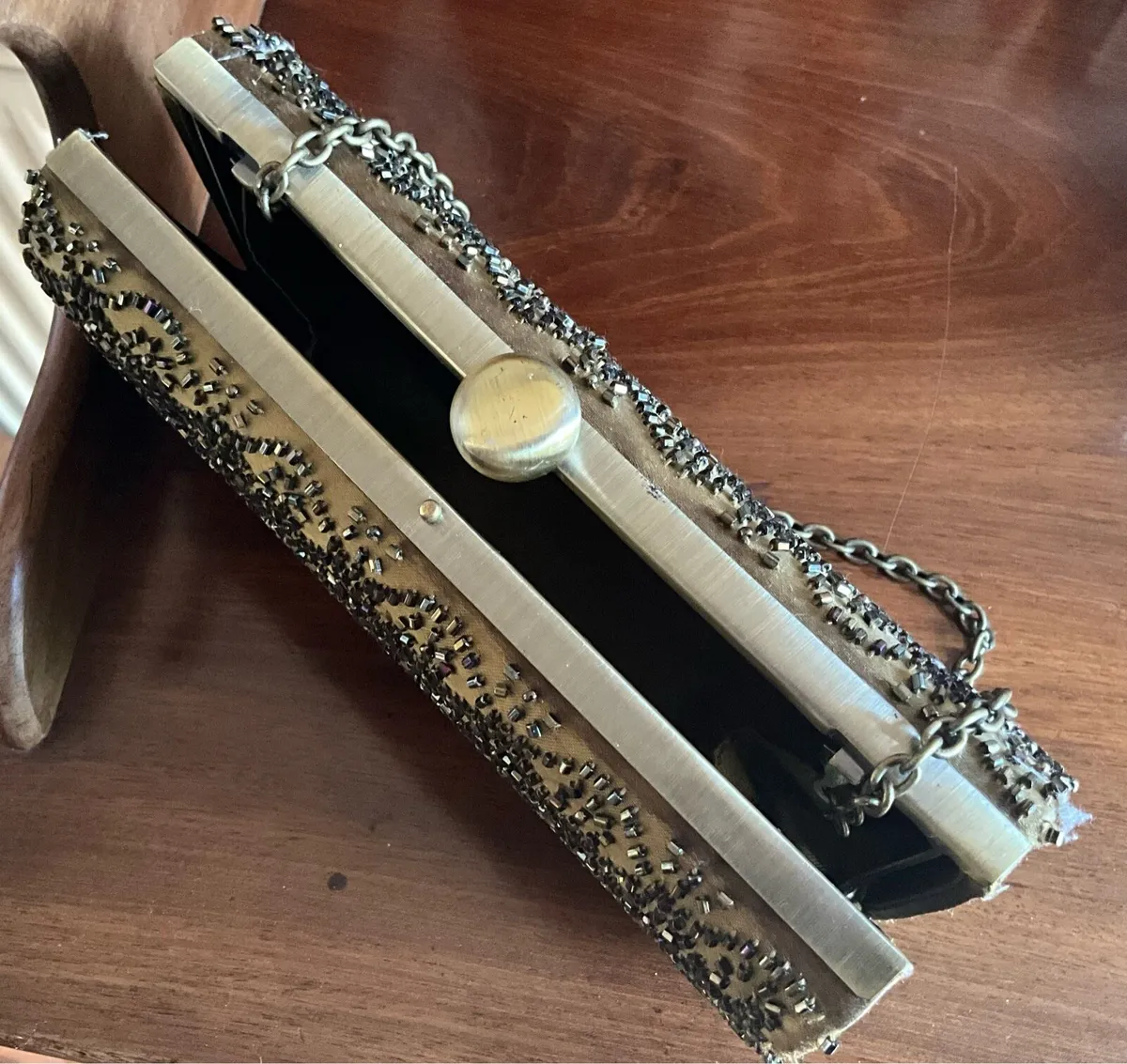 Vintage Gold Beaded Clutch Evening Bag - Image 2
