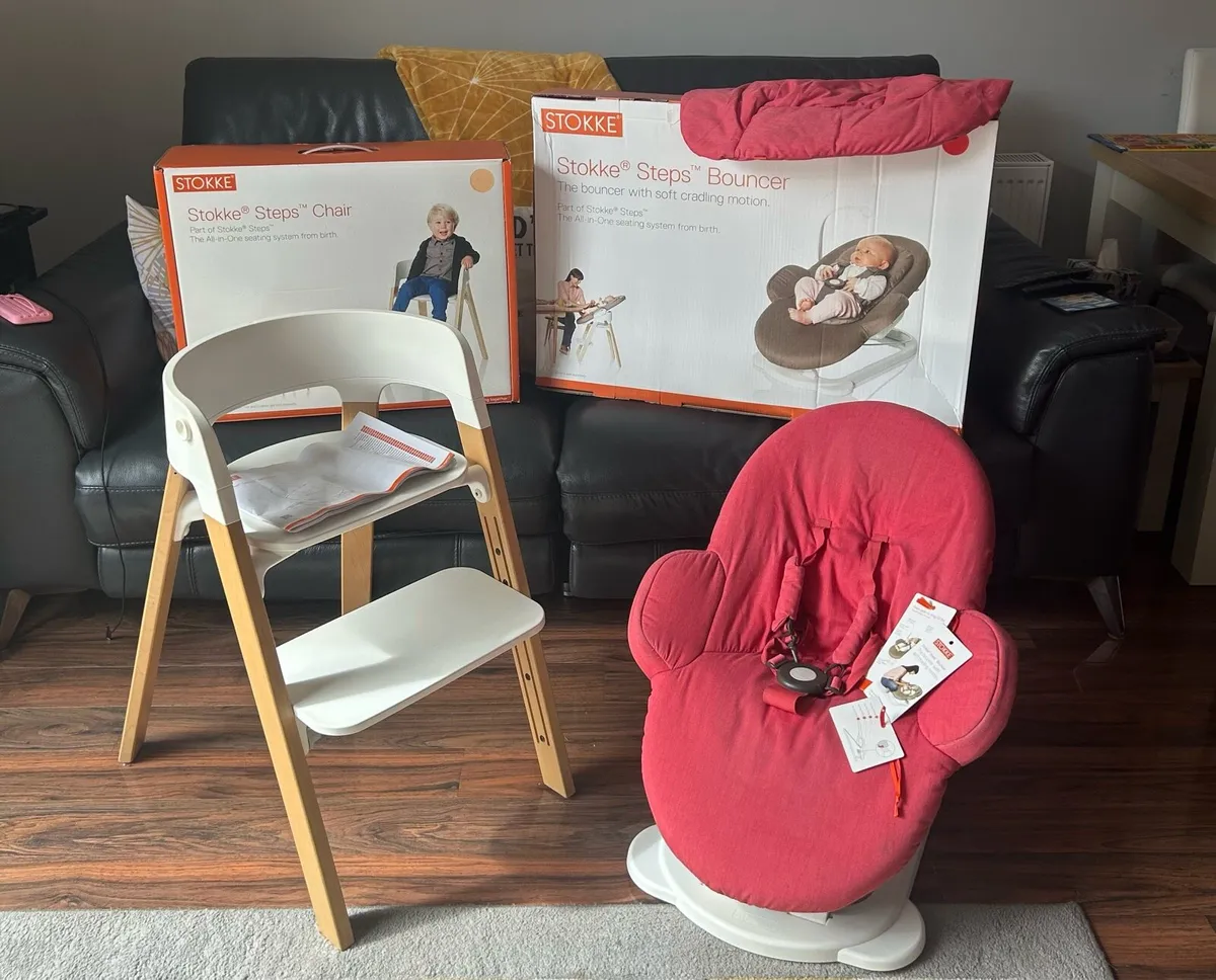 Stokke steps chair and bouncer - Image 1