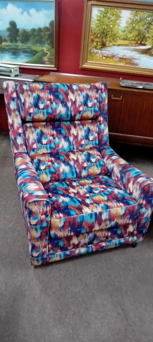Modern Multi Colour Velvet Armchair - Image 1