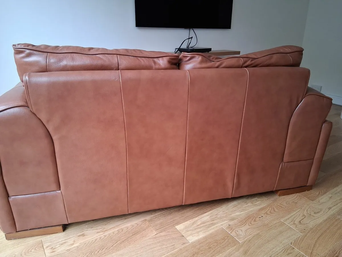 2 Seater Brown Leather Couch - Image 3